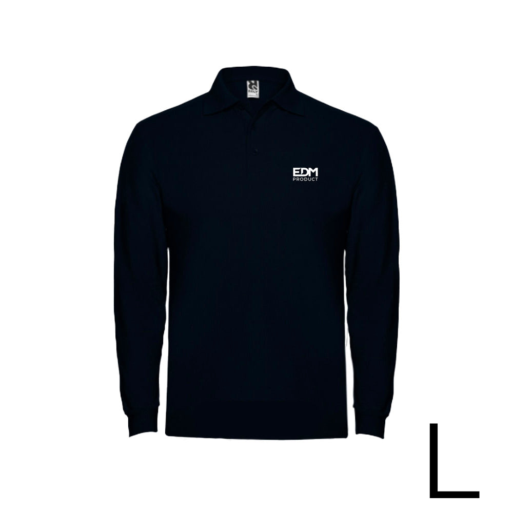 *merchandising* polo manga comprida tamanho-l 65% poliéster 35% algodão edm_0