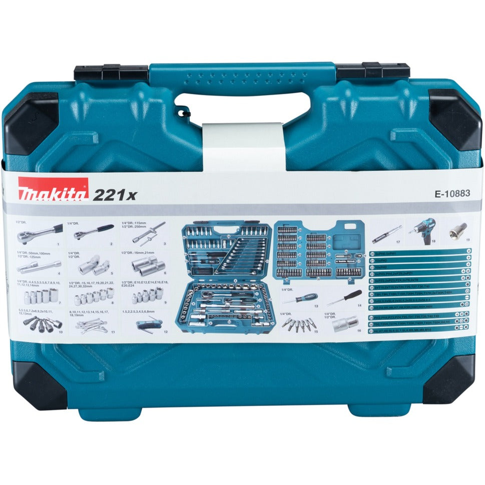 Kit de ferramentas manuais Makita E-10883 com 221 peças