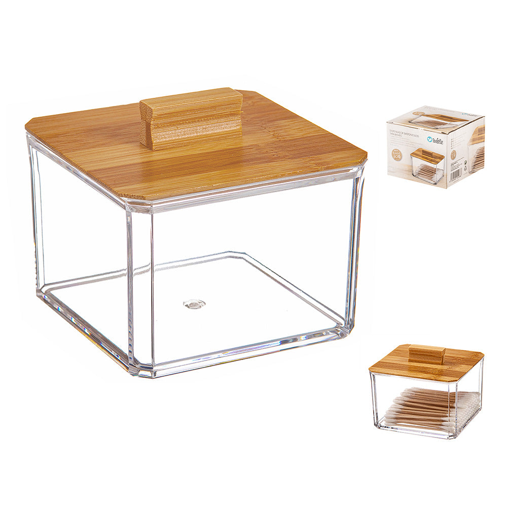 Organizador para cosméticos quadrado com tampa de bambu 8cm ballete_0