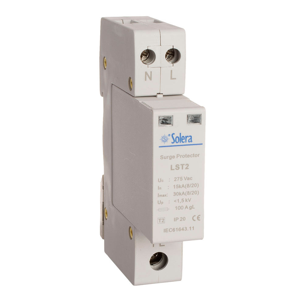 Protetor sobretensão 1p+n 30ka 275v temporário 1 módulo solera (retractilado) lst2_0