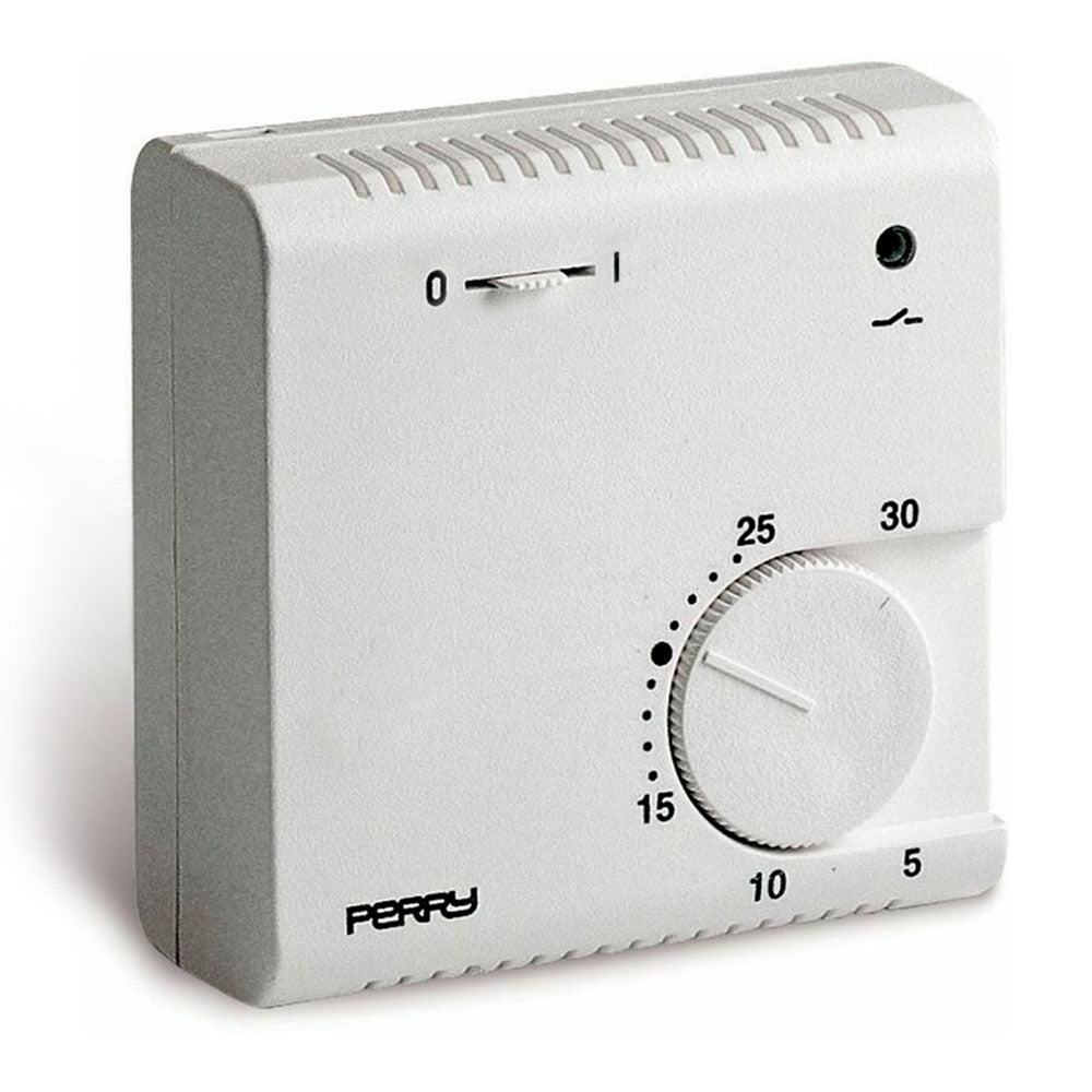 Termóstato eletrónico de expansão de gás, serie "teg" com luz piloto e seletor "on/off" cor branco perry_0