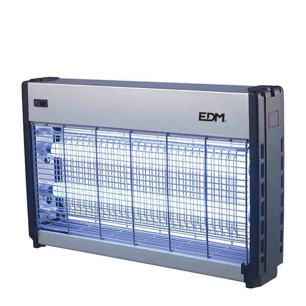 Mata insetos elétrico profissional 2x15w 100m² 49x10x31cm cor cromado/preto edm_0