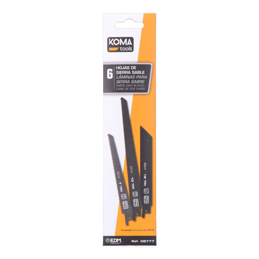 Kit 6 lâminas de serra de sable sobresselente para 08776 koma tools_0
