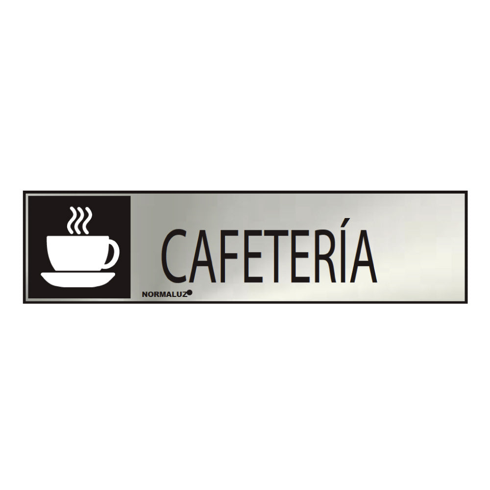 Sinal informativo "cafeteria" (inox adesivo 0.8mm) 5x20cm normaluz_0