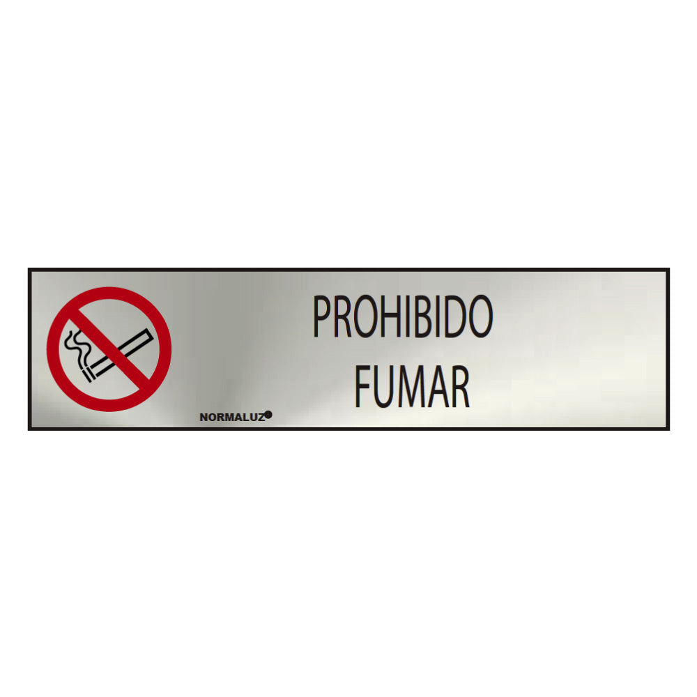 Sinal informativo "prohibido fumar" (inox adesivo 0.8mm) 5x20cm normaluz_0