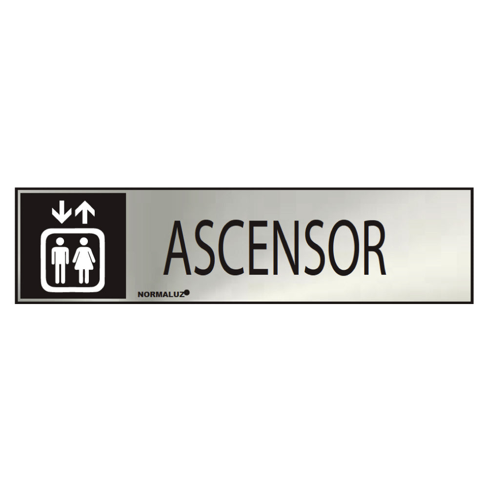 Sinal informativo "ascensor" (inox adesivo 0.8mm) 5x20cm normaluz_0