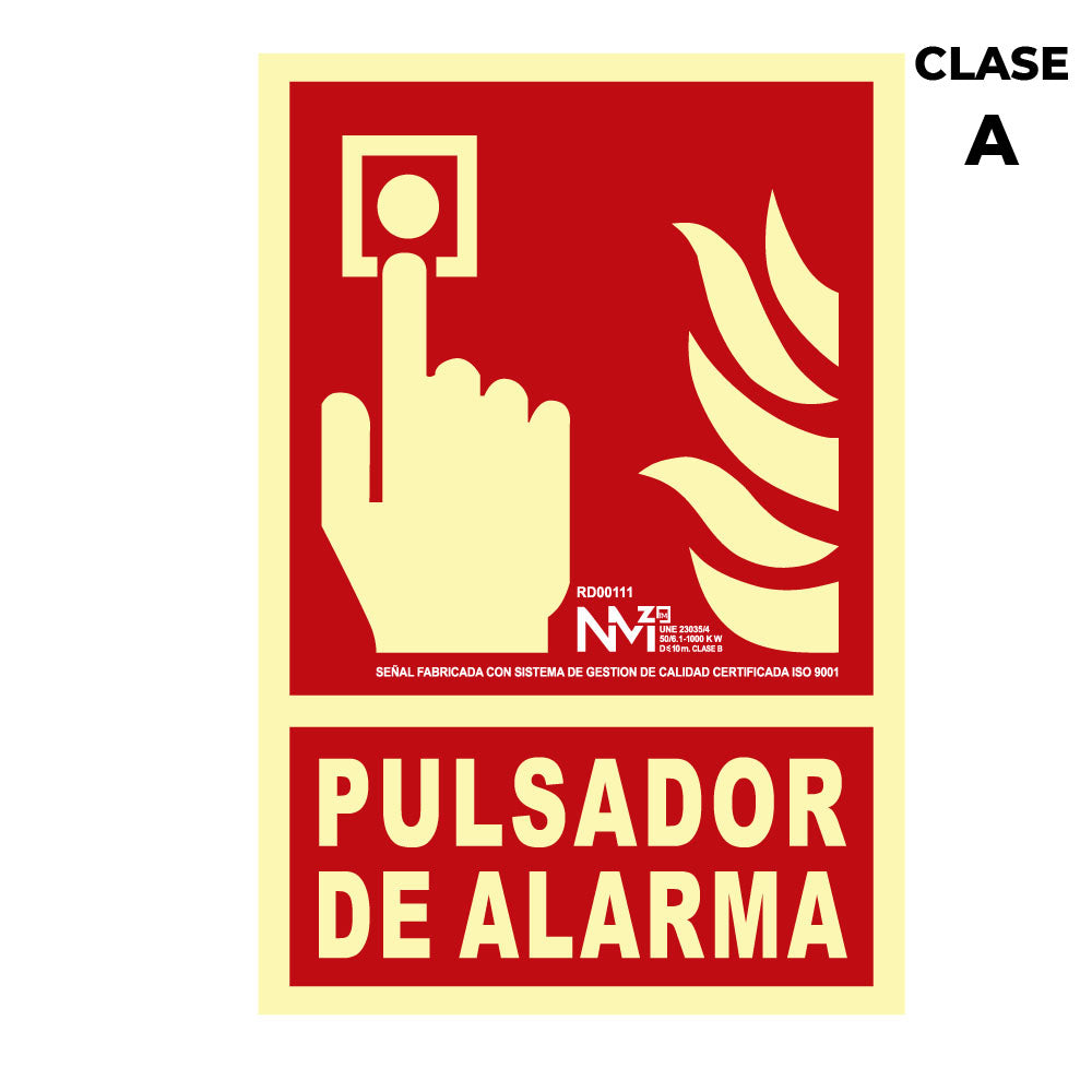 Sinal de extinção "pulsador de alarma" classe a (pcv 1mm) 21x30cm normaluz_0