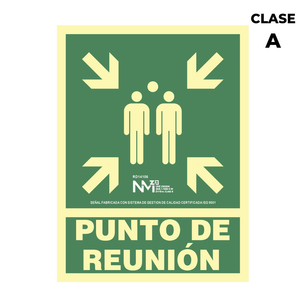 Sinal de evacuação "punto de reunion" classe a (pvc 1mm) 22.4x30cm normaluz_0