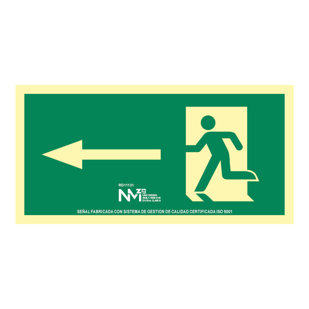 Sinal de evacuação fecha esquerda (pvc 1mm) classe a 32x16cm normaluz_0