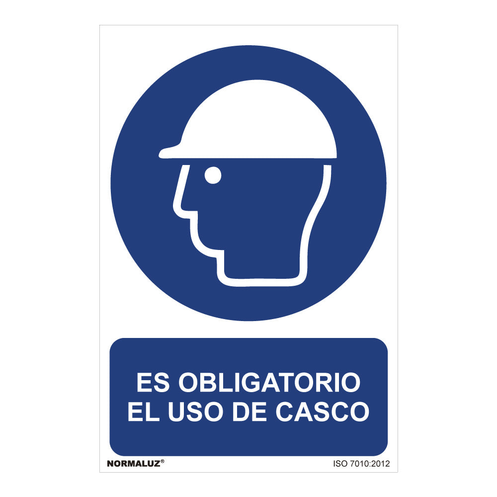 Sinal "es obligatorio el uso de casco" (pvc 0,7mm) 30x40cm normaluz_0