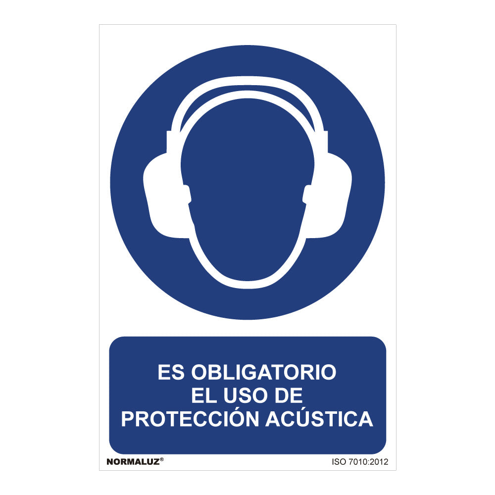 Sinal "es obligatorio el uso de proteccion acustica" (pvc 0,7mm) 30x40cm normaluz_0