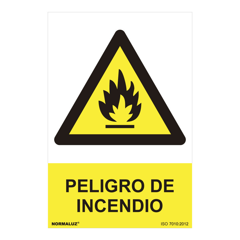 Sinal perigo "peligro de incendio" (pvc 0.7mm) 30x40cm normaluz_0