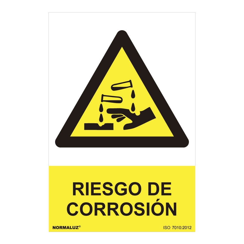 Sinal perigo "riesgo de corrosion" (pvc 0.7mm) 30x40cm normaluz_0