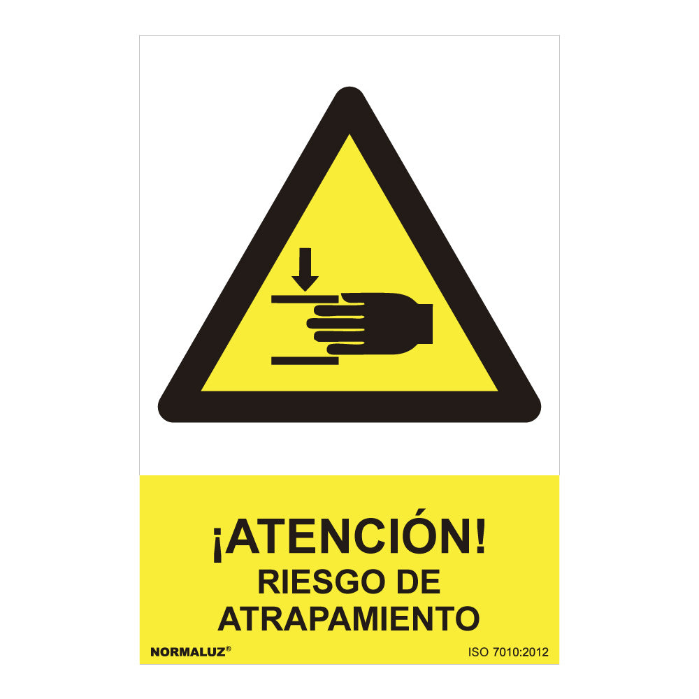 Sinal perigo "atencion riesgo de atrapamiento" (pvc 0.7mm) 30x40cm normaluz_0