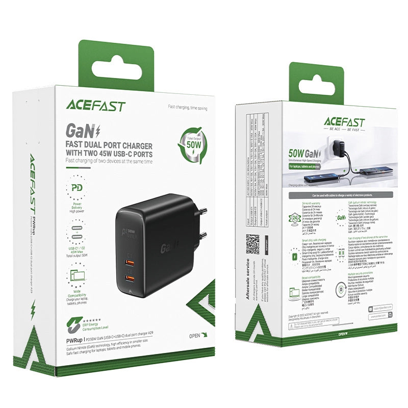 Acefast A29 PD50W GaN (USB-C + USB-C) dual port charger black_5