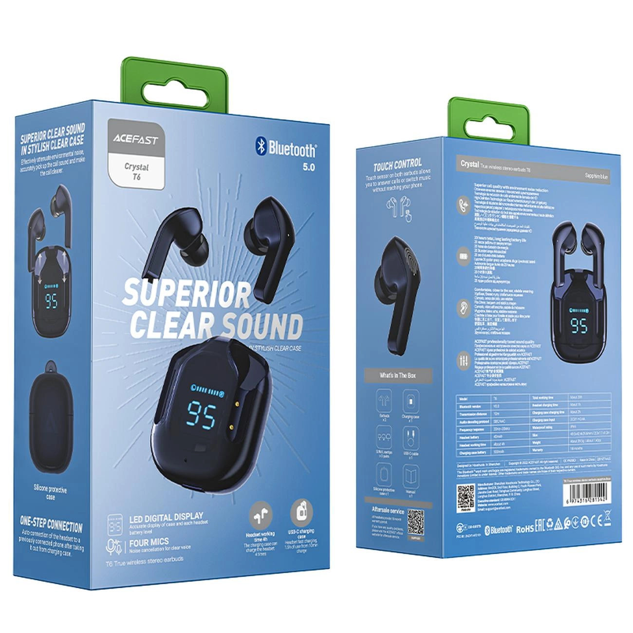 Acefast T6 TWS Bluetooth In-Ear Wireless Headphones - Blue_5