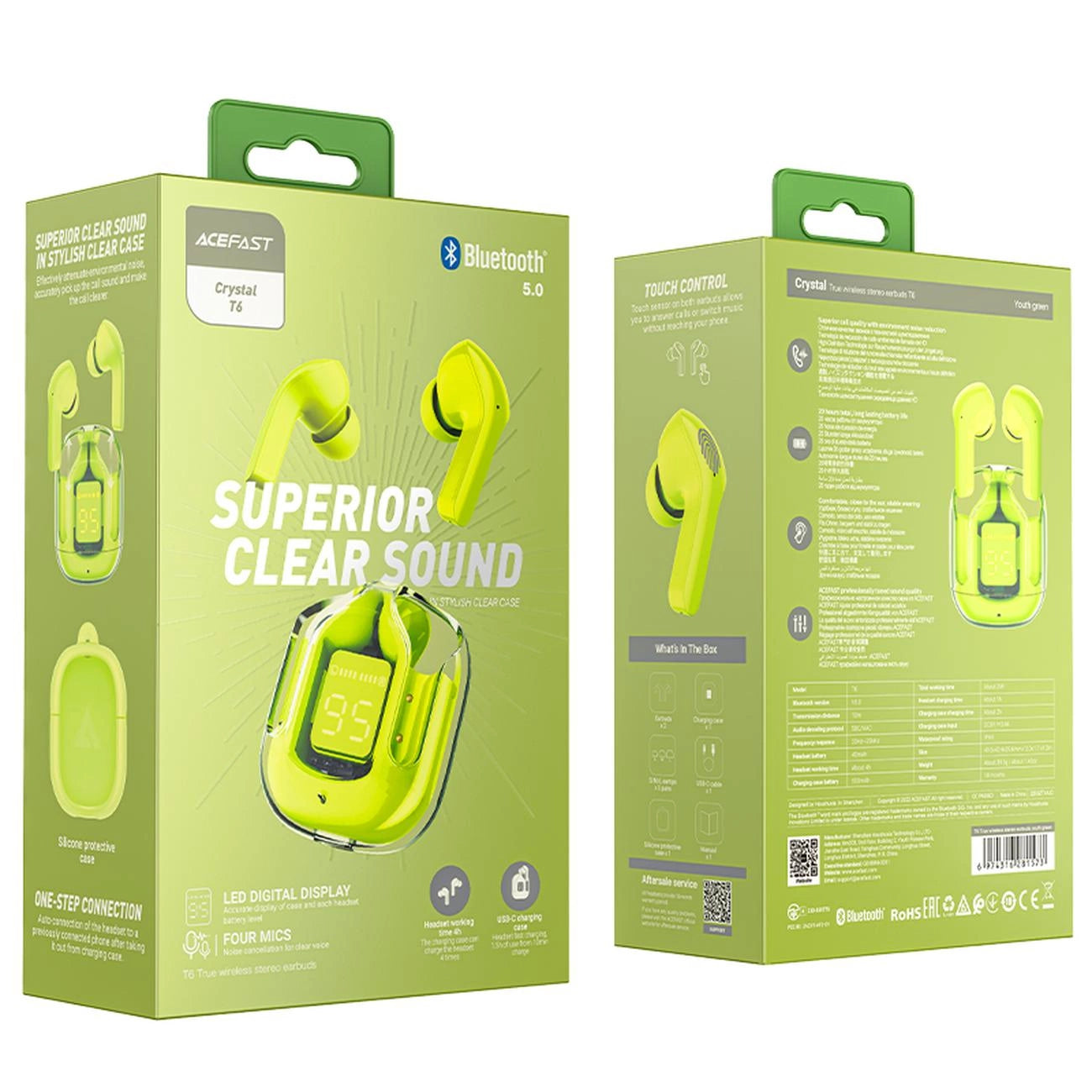 Acefast T6 TWS Bluetooth In-Ear Wireless Headphones - Green_8