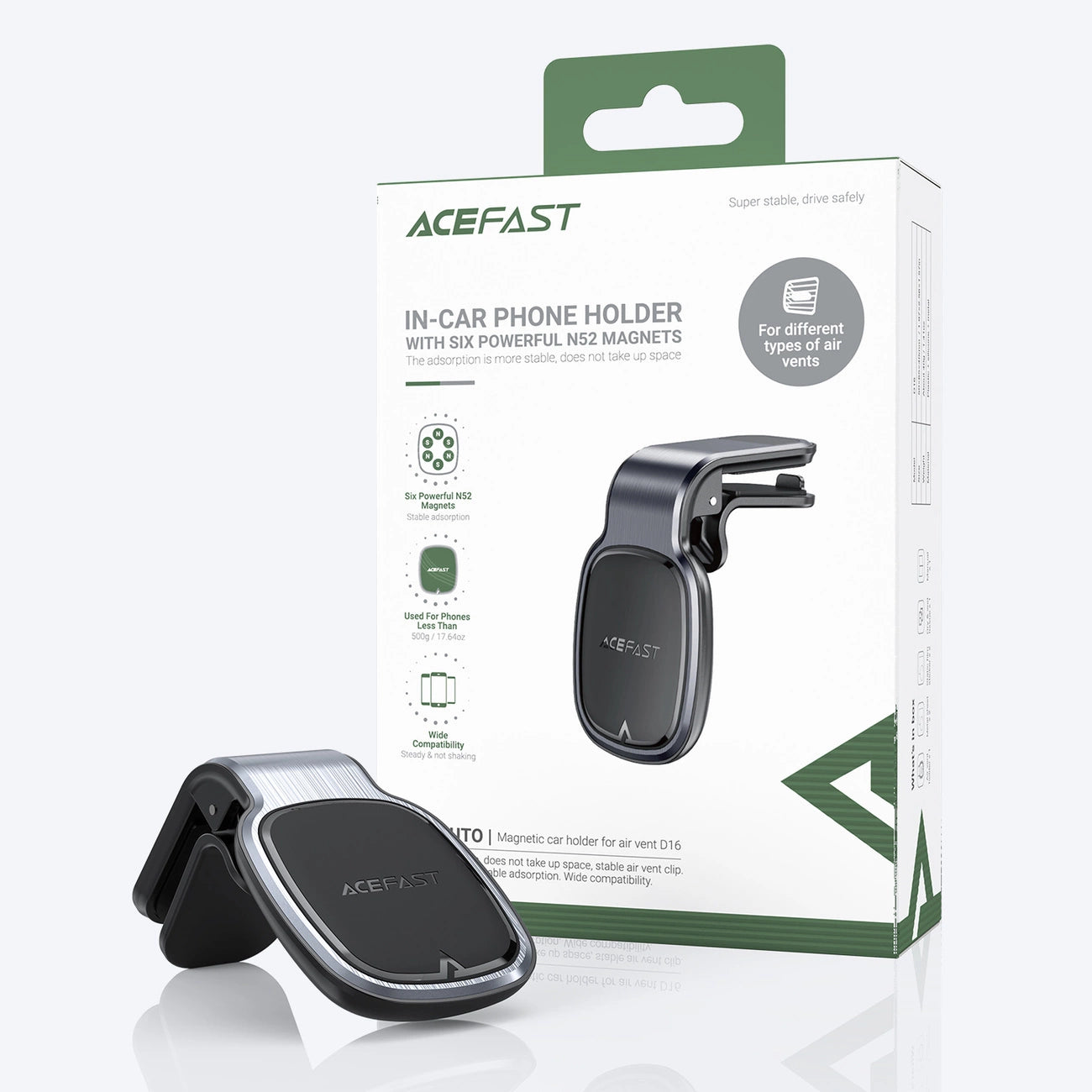 Acefast magnetic car phone holder for air vent gray (D16 gray)_7