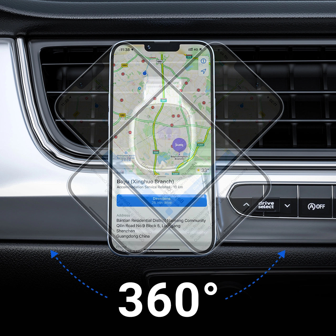 Acefast magnetic car phone holder for air vent gray (D16 gray)_11