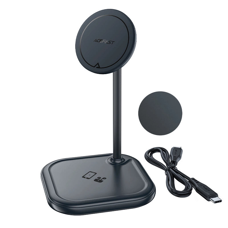 Acefast 15W Qi Wireless Charger for iPhone (with MagSafe) and Apple AirPods Stand Holder Magnetic Holder Gray (E6 gray)_0