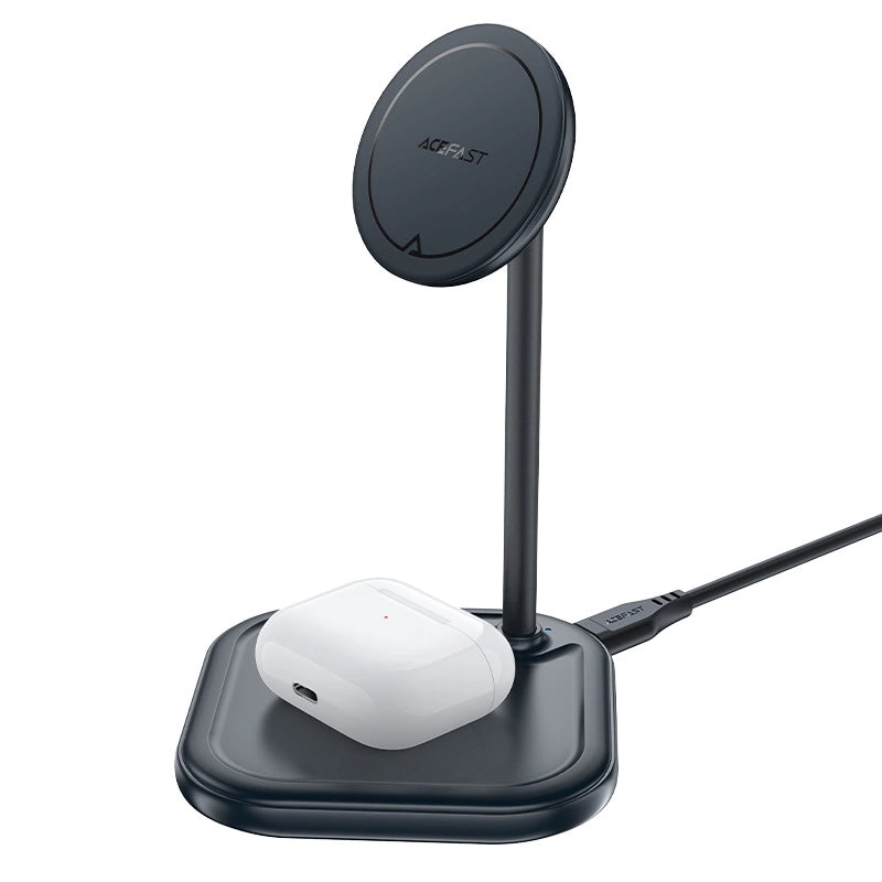 Acefast 15W Qi Wireless Charger for iPhone (with MagSafe) and Apple AirPods Stand Holder Magnetic Holder Gray (E6 gray)_1
