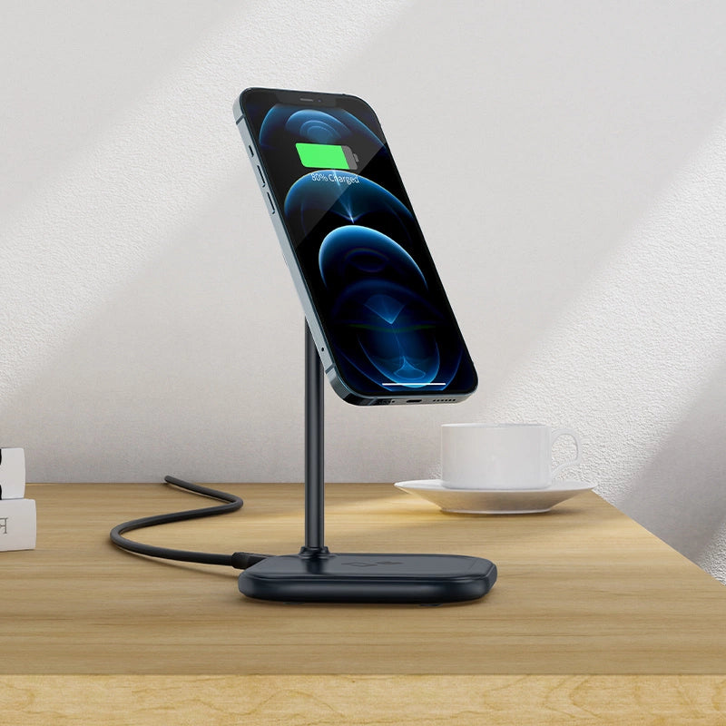 Acefast 15W Qi Wireless Charger for iPhone (with MagSafe) and Apple AirPods Stand Holder Magnetic Holder Gray (E6 gray)_6