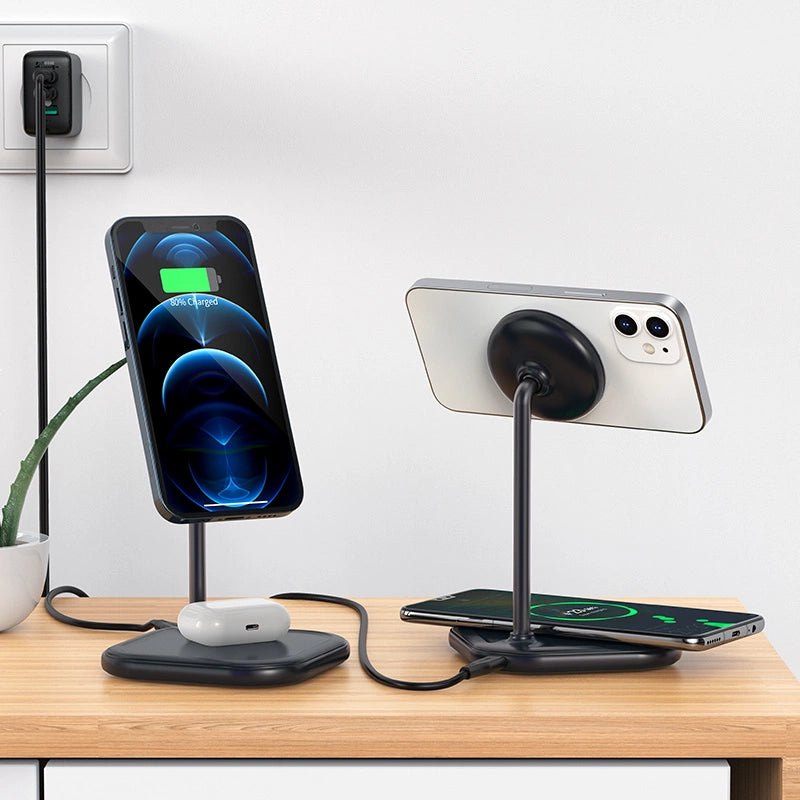 Acefast 15W Qi Wireless Charger for iPhone (with MagSafe) and Apple AirPods Stand Holder Magnetic Holder Gray (E6 gray)_7