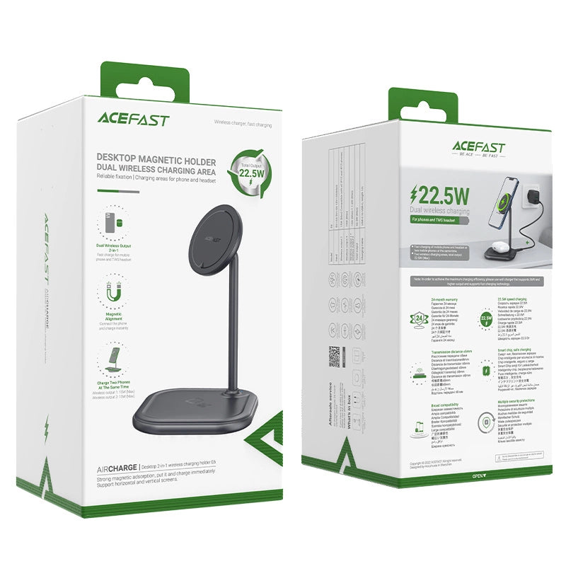 Acefast 15W Qi Wireless Charger for iPhone (with MagSafe) and Apple AirPods Stand Holder Magnetic Holder Gray (E6 gray)_4