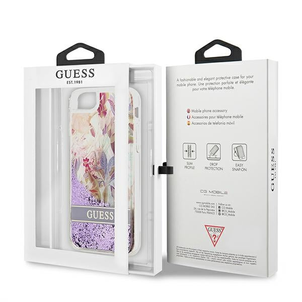 Guess Flower Liquid Glitter case for iPhone SE 2022 / SE 2020 / 7 / 8 - purple_7