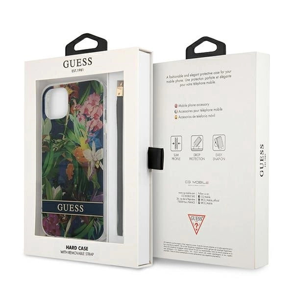 Guess GUHCP13SHFLSB iPhone 13 mini 5.4" blue/blue hardcase Flower Strap_6