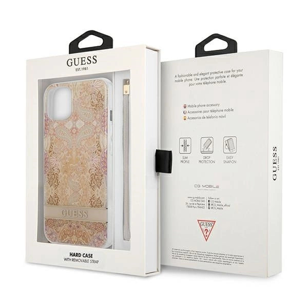 Guess GUHCP13SHFLSD iPhone 13 mini 5.4" gold/gold hardcase Flower Strap_7