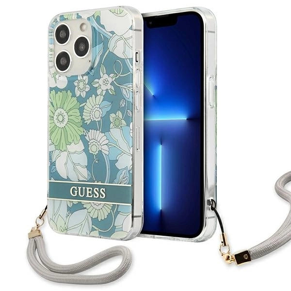 Guess GUHCP13XHFLSN iPhone 13 Pro Max 6.7" green/green hardcase Flower Strap_0