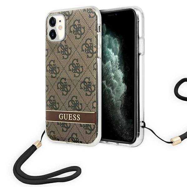 Guess GUOHCN61H4STW iPhone 11 brown/brown hardcase 4G Print Strap_0