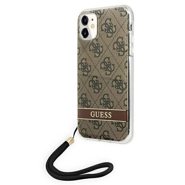 Guess GUOHCN61H4STW iPhone 11 brown/brown hardcase 4G Print Strap_1