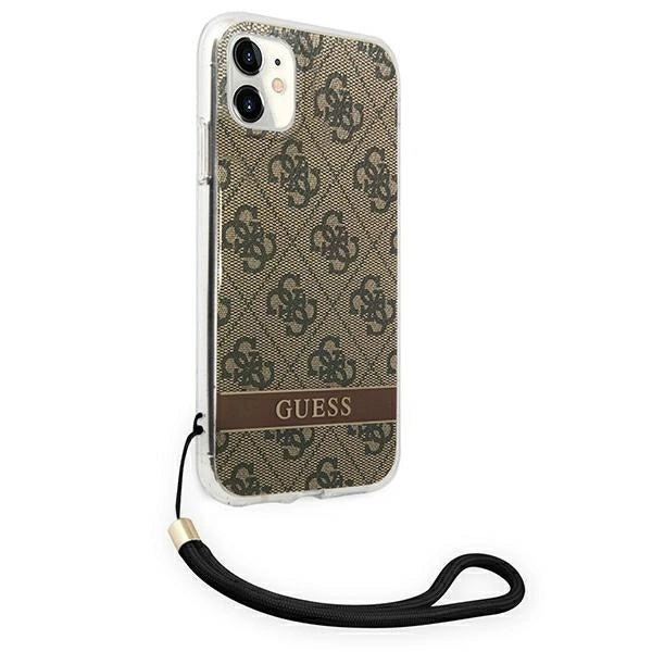 Guess GUOHCN61H4STW iPhone 11 brown/brown hardcase 4G Print Strap_3