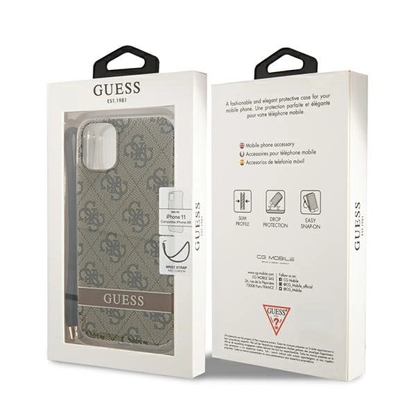 Guess GUOHCN61H4STW iPhone 11 brown/brown hardcase 4G Print Strap_7
