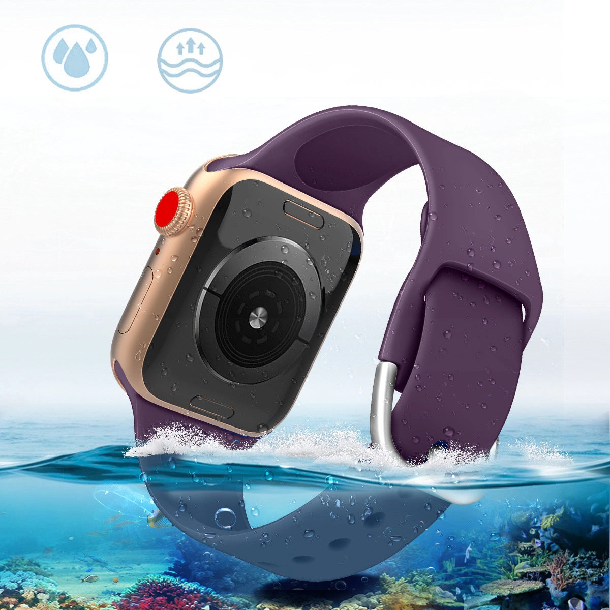 Silicone Strap APS for Apple Watch 42/44/45mm Strap Watch Bracelet - Black_1