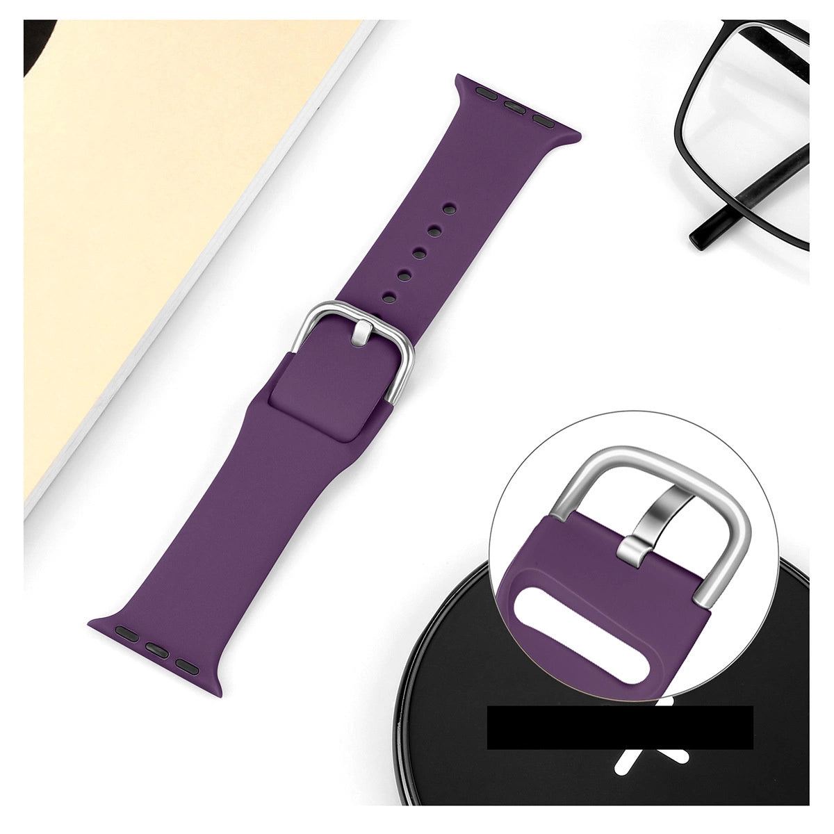 Silicone Strap APS for Apple Watch 42/44/45mm Strap Watch Bracelet - Black_2