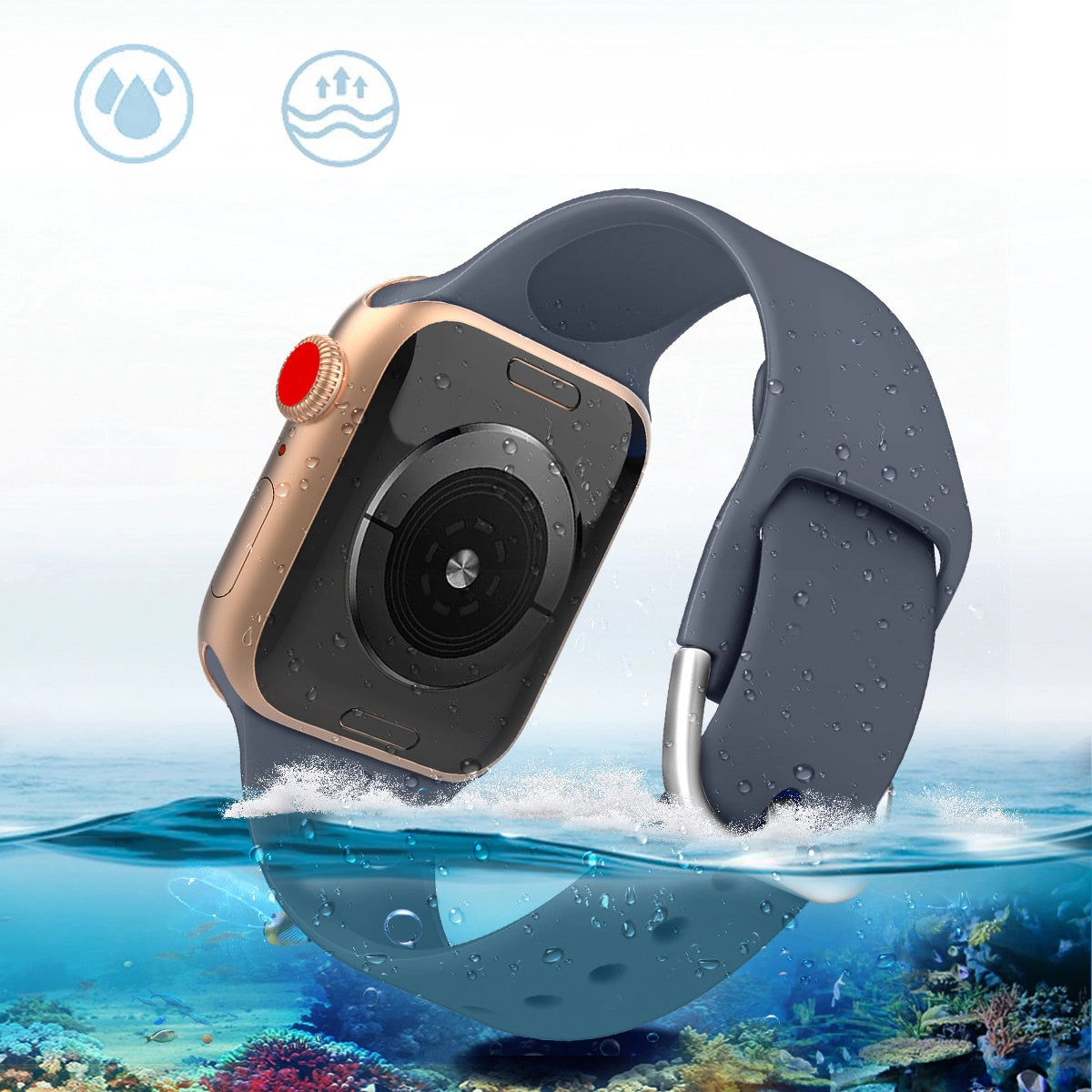 Silicone Strap APS for Apple Watch 42/44/45mm Strap Watch Bracelet - Black_5