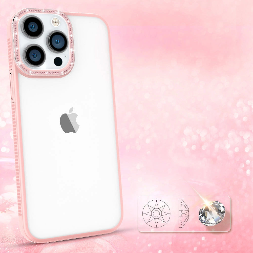 Kingxbar Sparkle Series case iPhone 13 Pro with crystals back cover pink_1