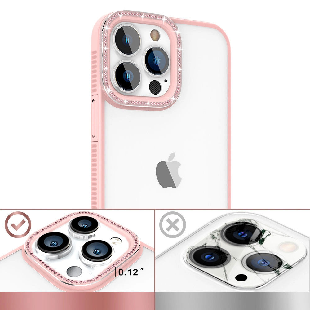 Kingxbar Sparkle Series case iPhone 13 Pro with crystals back cover pink_2