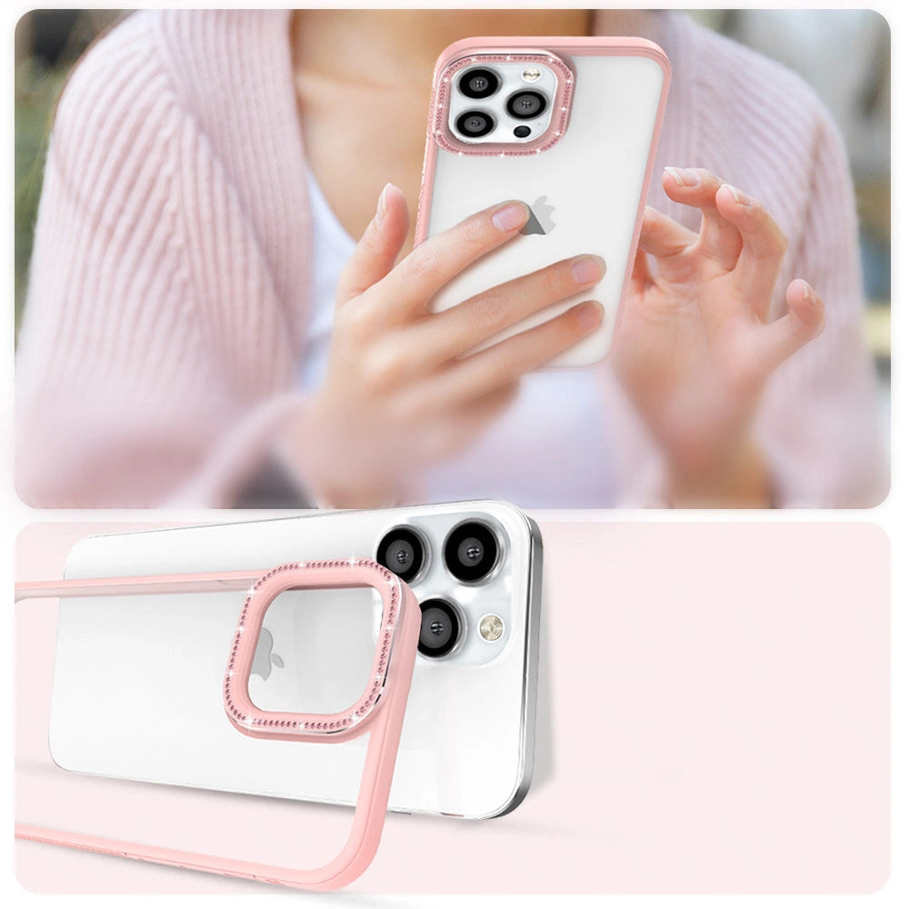 Kingxbar Sparkle Series case iPhone 13 Pro with crystals back cover pink_5