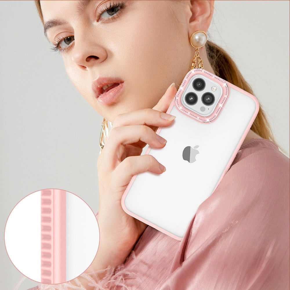 Kingxbar Sparkle Series case iPhone 13 Pro with crystals back cover pink_7