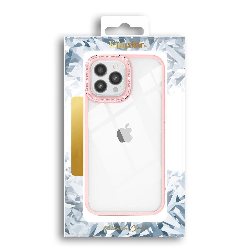 Kingxbar Sparkle Series case iPhone 13 Pro with crystals back cover pink_4