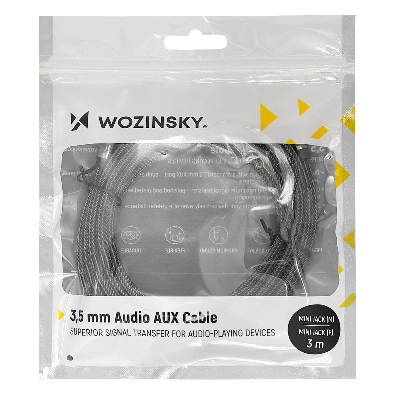 Wozinsky mini jack extension cable (female-male) AUX extension 3 m black_5