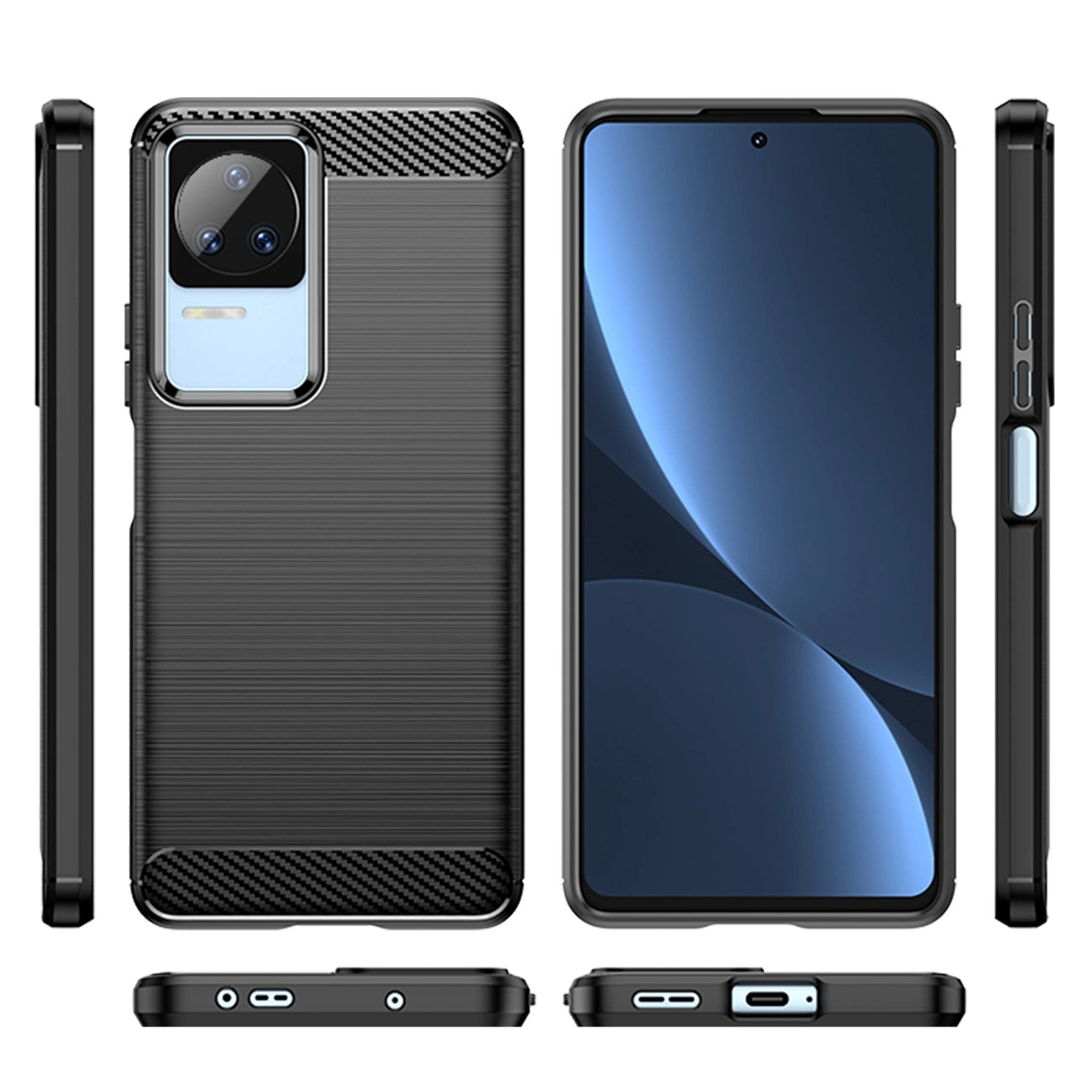 Carbon Case for Xiaomi Poco F4 5G flexible silicone carbon cover black_1
