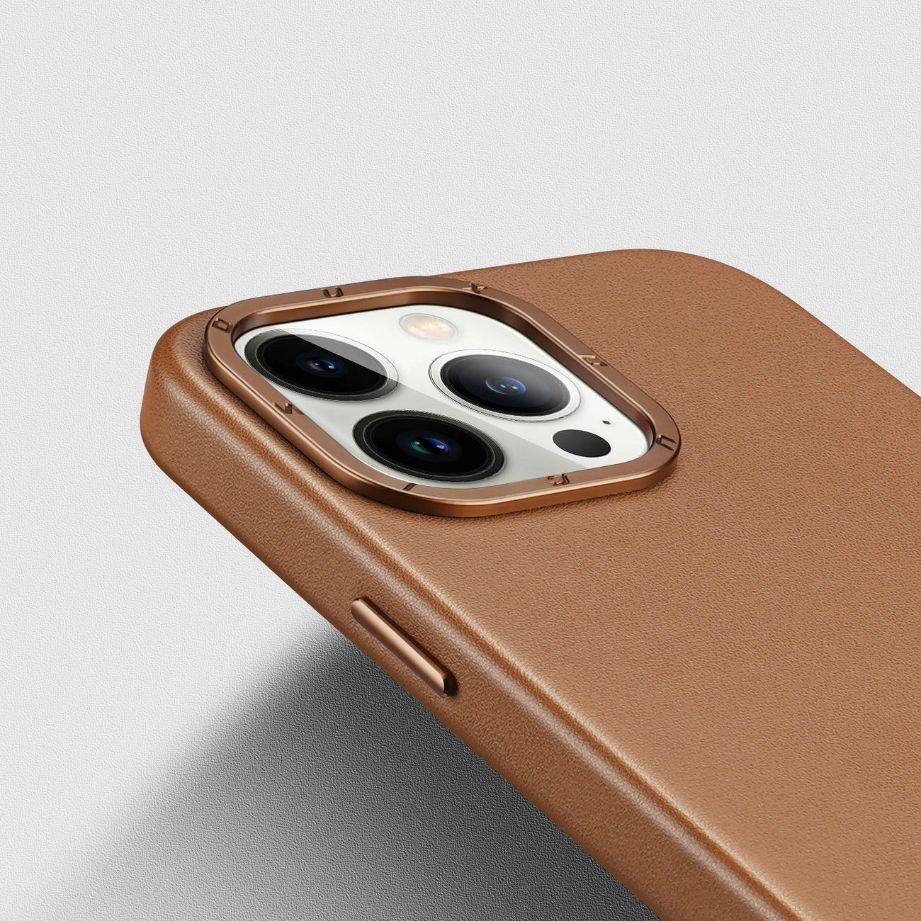 Dux Ducis Grit Leather Case for iPhone 14 Pro Max Elegant Faux Leather Cover (MagSafe Compatible) Brown_7