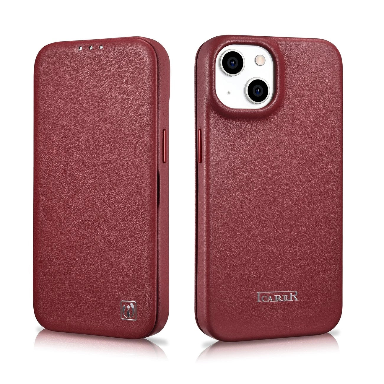 iCarer CE Premium Leather Folio Case iPhone 14 Plus Magnetic Flip Leather Folio Case MagSafe Red (WMI14220715-RD)_27