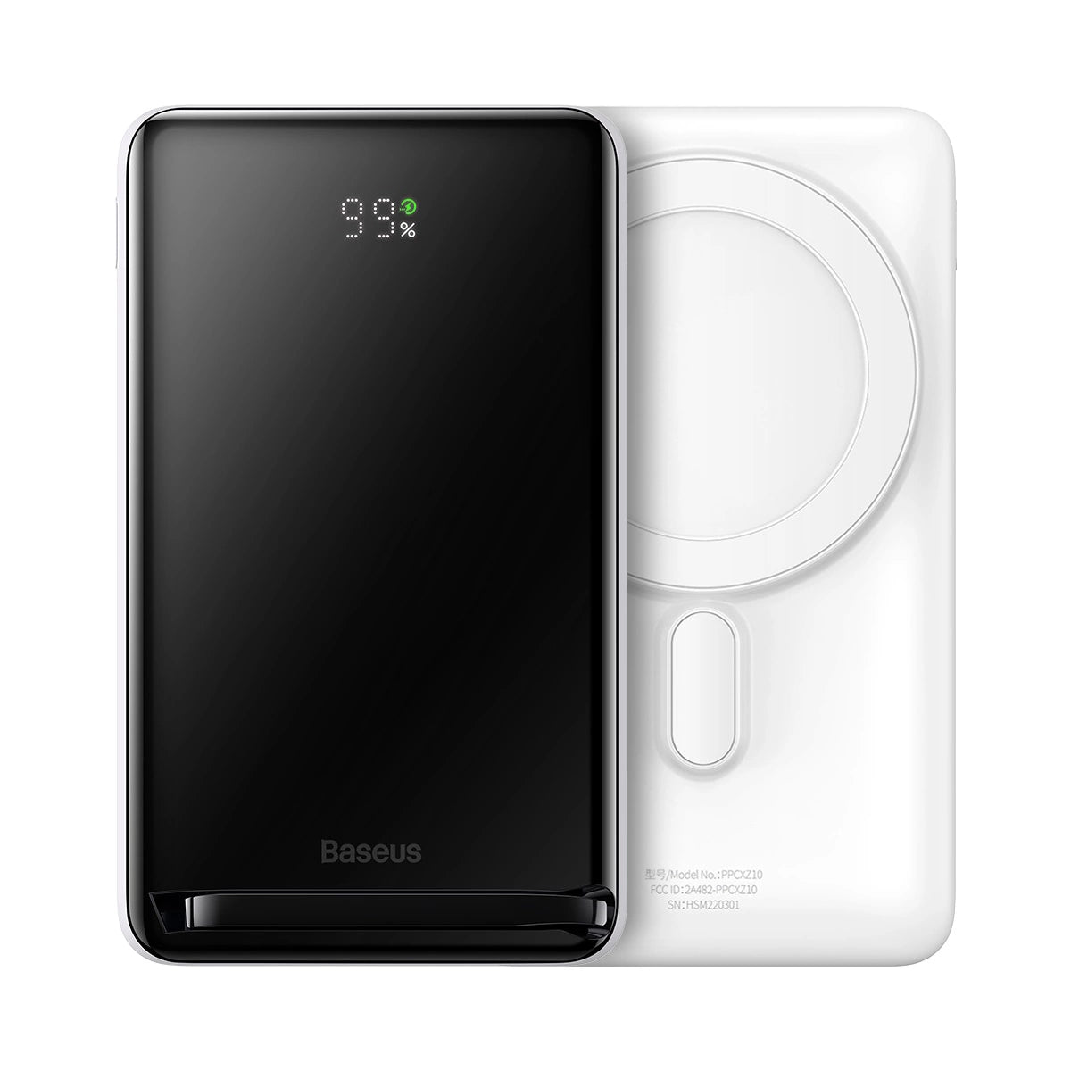 Baseus Magnetic Bracket powerbank with wireless charging MagSafe 10000mAh 20W Overseas Edition white (PPCX000202) + USB Type C cable Baseus Xiaobai Series 60W 0.5m_0