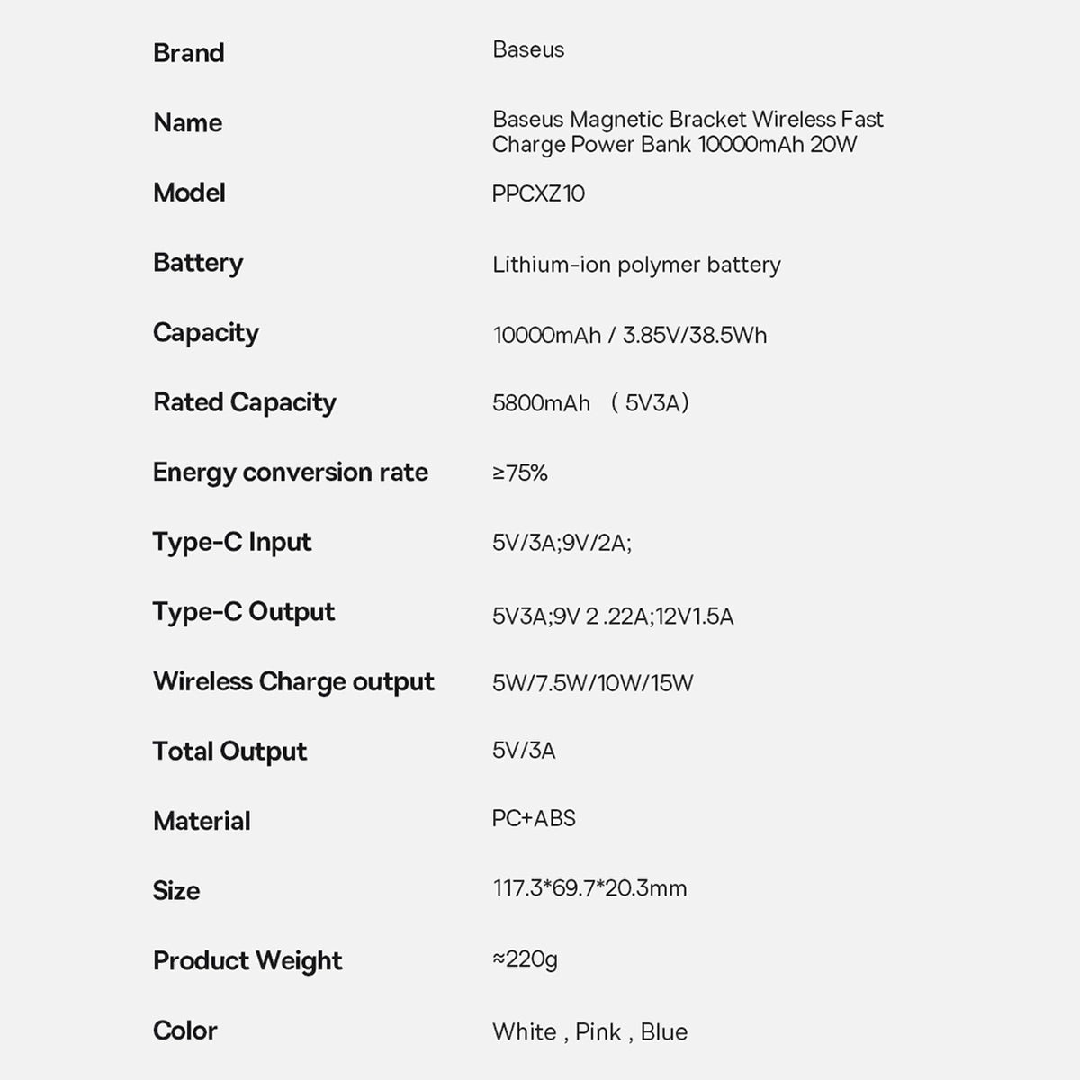 Baseus Magnetic Bracket powerbank with wireless charging MagSafe 10000mAh 20W Overseas Edition white (PPCX000202) + USB Type C cable Baseus Xiaobai Series 60W 0.5m_30